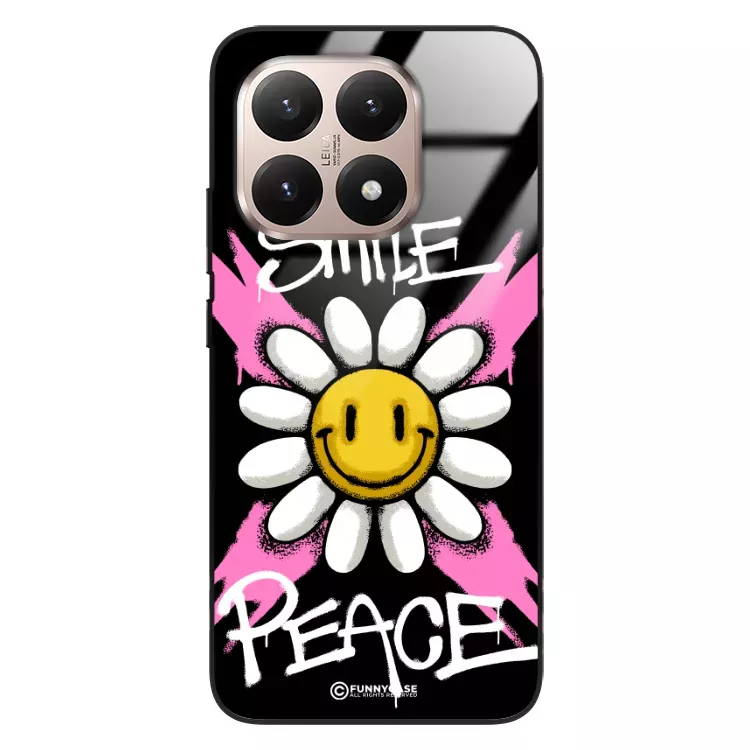 Etui Black Case Glass Rebel Zone do XIAOMI 15T Kwiat Peace ST_RZC105