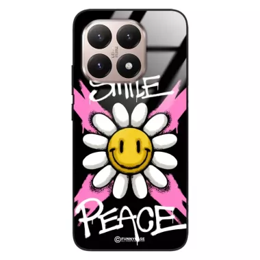 Etui Black Case Glass Rebel Zone do XIAOMI 15T Kwiat Peace ST_RZC105