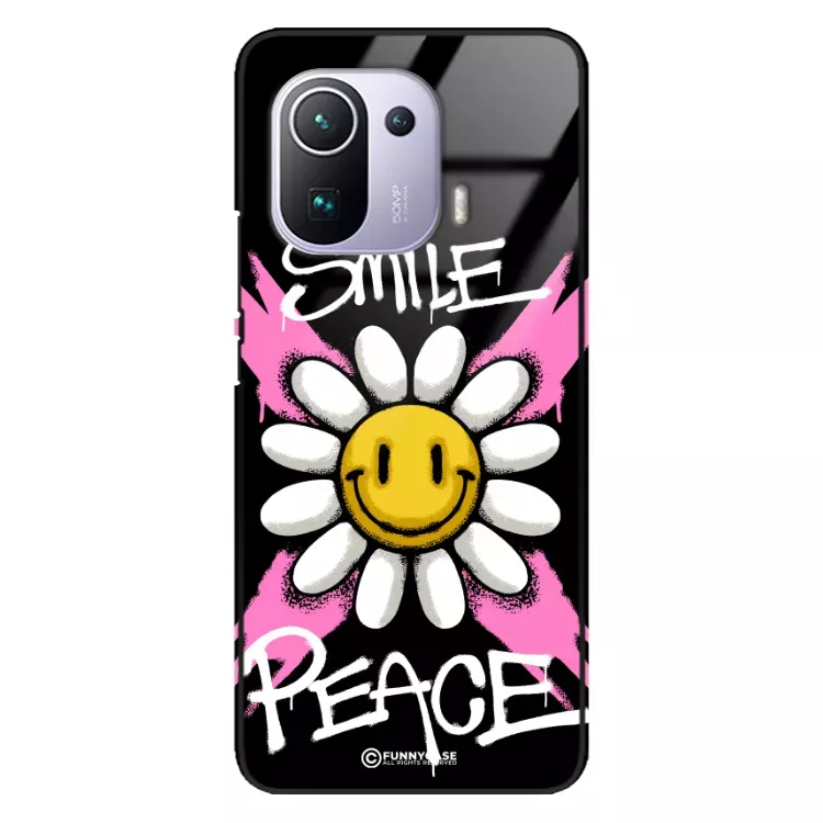 Etui Black Case Glass Rebel Zone do XIAOMI Mi 11 PRO Kwiat Peace ST_RZC105