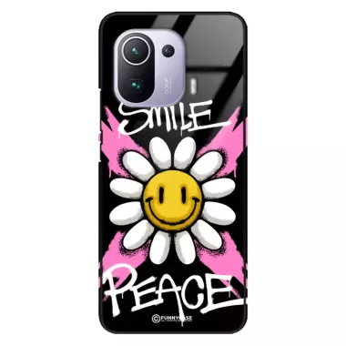 Etui Black Case Glass Rebel Zone do XIAOMI Mi 11 PRO Kwiat Peace ST_RZC105