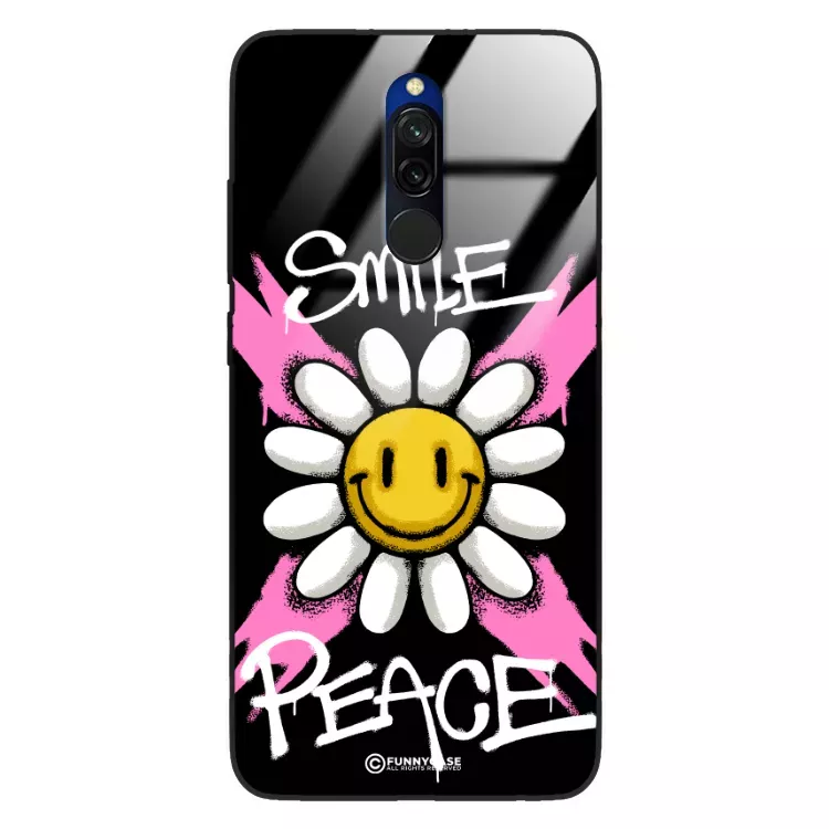 Etui Black Case Glass Rebel Zone do XIAOMI REDMI 8 Kwiat Peace ST_RZC105