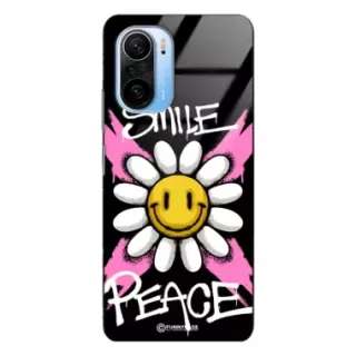 Etui Black Case Glass Rebel Zone do XIAOMI POCO F3 Kwiat Peace ST_RZC105