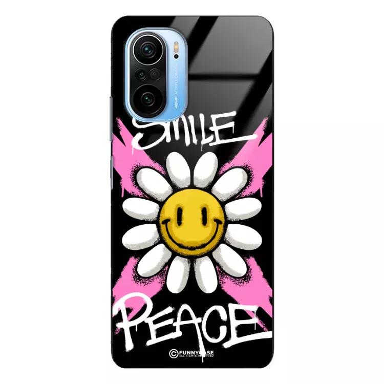 Etui Black Case Glass Rebel Zone do XIAOMI POCO F3 Kwiat Peace ST_RZC105