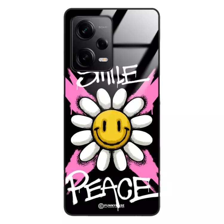 Etui Black Case Glass Rebel Zone do XIAOMI REDMI NOTE 12 PRO 5G Kwiat Peace ST_RZC105