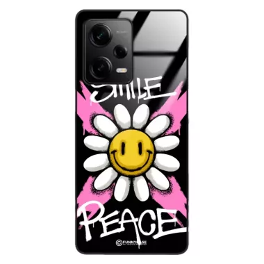 Etui Black Case Glass Rebel Zone do XIAOMI REDMI NOTE 12 PRO 5G Kwiat Peace ST_RZC105