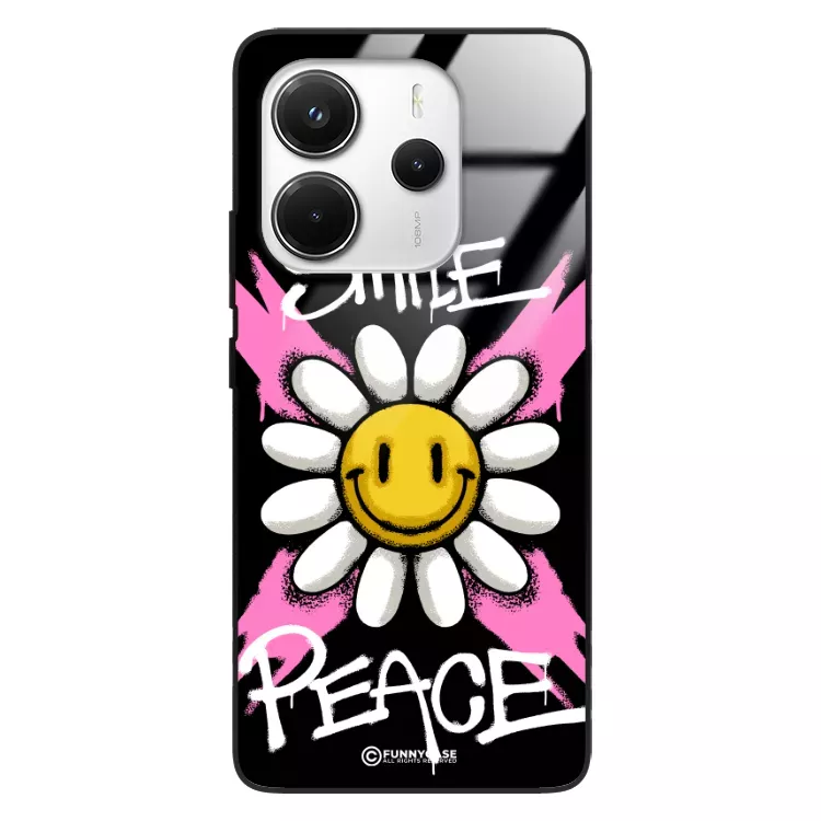 Etui Black Case Glass Rebel Zone do XIAOMI REDMI NOTE 14 4G Kwiat Peace ST_RZC105