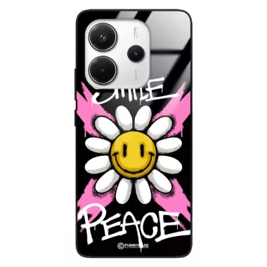 Etui Black Case Glass Rebel Zone do XIAOMI REDMI NOTE 14 4G Kwiat Peace ST_RZC105