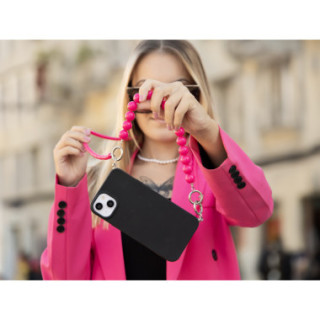 MATOWE ETUI DO REALME 14 PRO 5G Z RÓŻOWYM ŁAŃCUSZKIEM KORALE BLINK 99 CZARNY