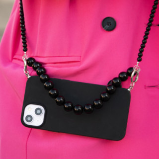 MATOWE ETUI DO OPPO RENO 15 PRO 5G Z CZARNYM ŁAŃCUSZKIEM KORALE BLINK 100 CZARNY