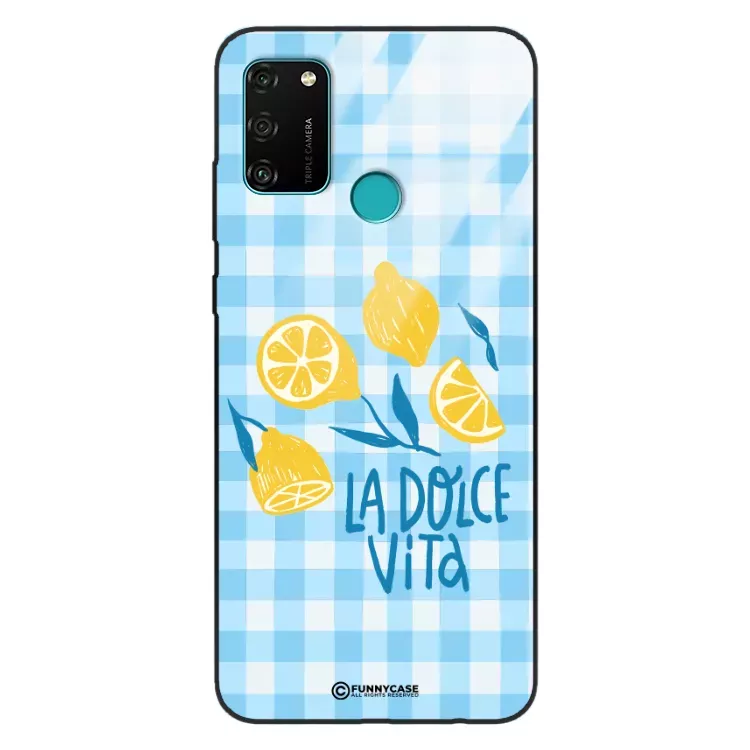 Etui Black Case Glass Dolce Vita do HUAWEI HONOR 9A Cytryny Lato Włochy Wakacje Kratka ST_DOC101
