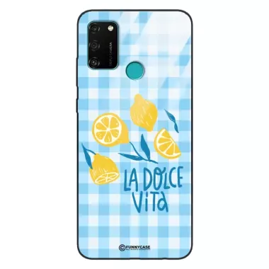 Etui Black Case Glass Dolce Vita do HUAWEI HONOR 9A Cytryny Lato Włochy Wakacje Kratka ST_DOC101