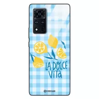 Etui Black Case Glass Dolce Vita do HUAWEI HONOR VIEW 40 Cytryny Kwiaty Owoce Lato Natura ST_DOC125