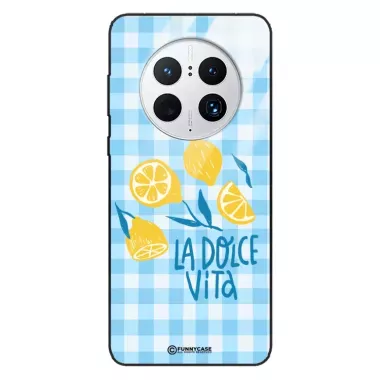 Etui Black Case Glass Dolce Vita do HUAWEI MATE 50 PRO Cytryny Lato Owoce Wakacje Słońce ST_DOC145