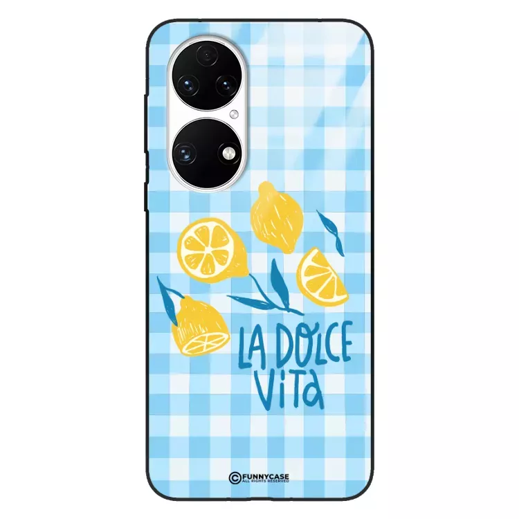 Etui Black Case Glass Dolce Vita do HUAWEI P50 Cytryny Owoce Lato Wakacje Cytrusy ST_DOC104