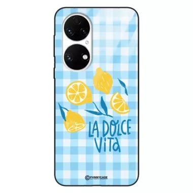 Etui Black Case Glass Dolce Vita do HUAWEI P50 Cytryny Owoce Lato Wakacje Cytrusy ST_DOC104