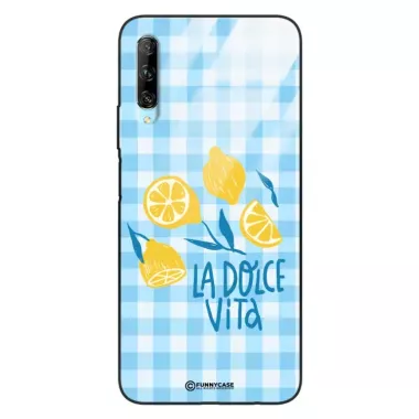 Etui Black Case Glass Dolce Vita do HUAWEI Y9S Cytryny Kwiaty Włochy Lato Wakacje ST_DOC128