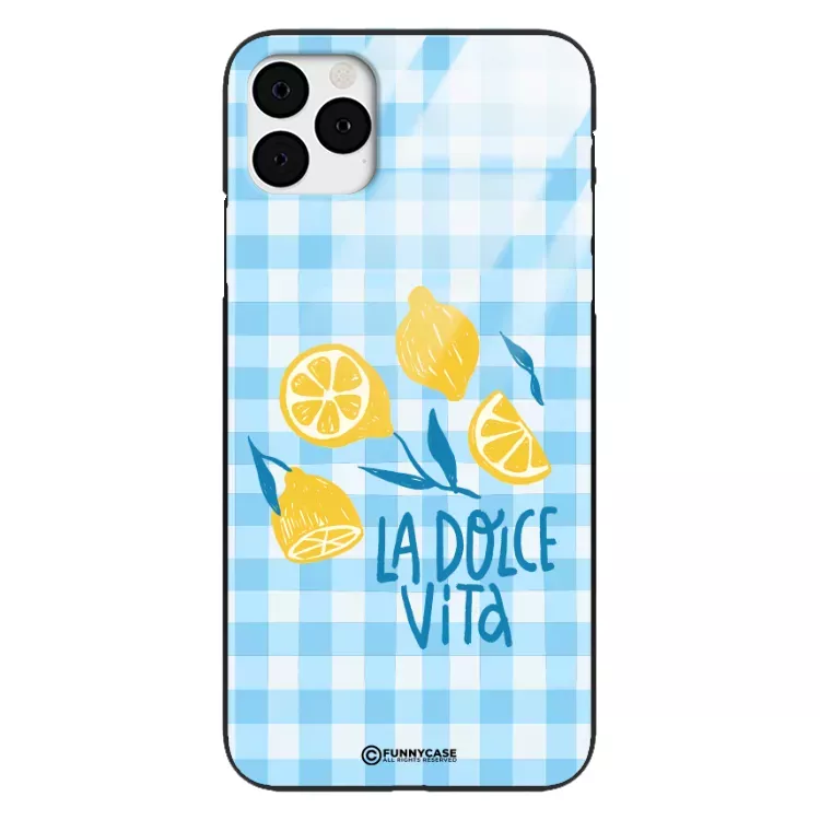 Etui Black Case Glass Dolce Vita do APPLE IPHONE 11 PRO MAX Włochy Italia Cytryny Kafelki Wakacje ST_DOC132