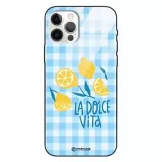 Etui Black Case Glass Dolce Vita do APPLE IPHONE 12 PRO Cytryny Lato Włochy Wakacje Kratka ST_DOC101