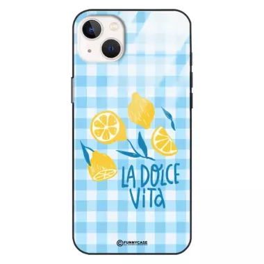 Etui Black Case Glass Dolce Vita do APPLE IPHONE 15 PLUS Cytryny Kwiaty Owoce Lato Natura ST_DOC125