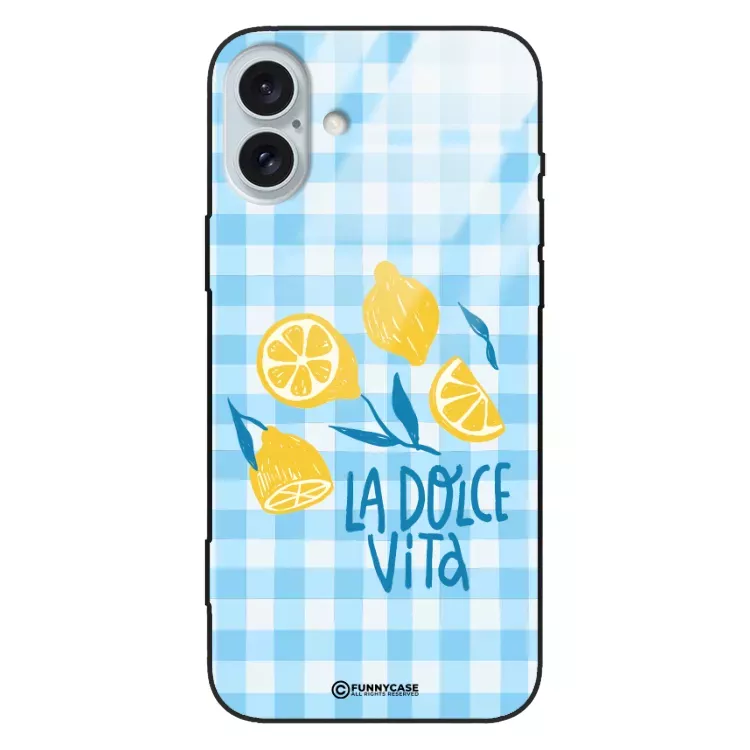 Etui Black Case Glass Dolce Vita do APPLE IPHONE 16 PLUS Cytryny Lato Owoce Wakacje Słońce ST_DOC145