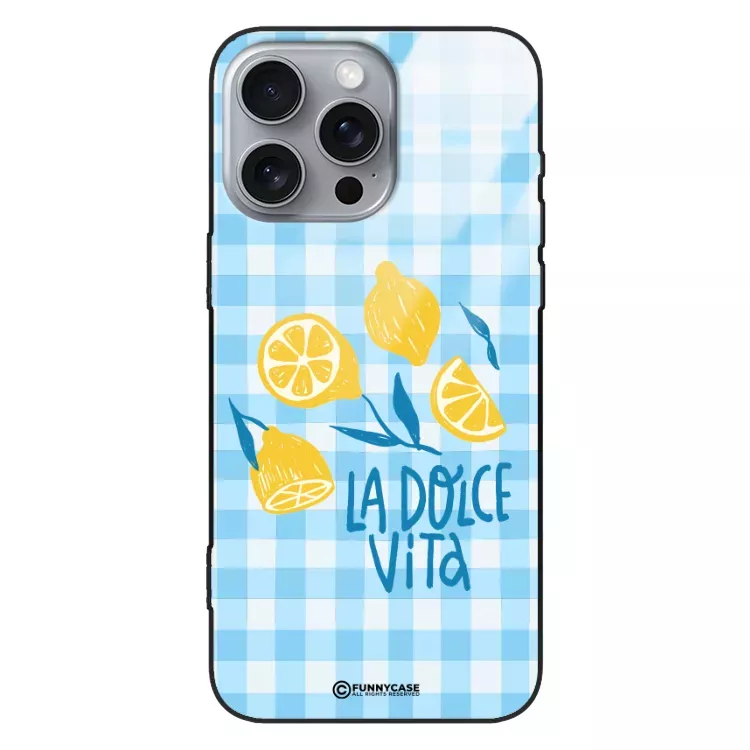 Etui Black Case Glass Dolce Vita do APPLE IPHONE 16 PRO MAX Cytryny Kwiaty Owoce Lato Natura ST_DOC125