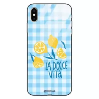 Etui Black Case Glass Dolce Vita do APPLE IPHONE XS MAX Cytryny Kwiaty Owoce Lato Natura ST_DOC125