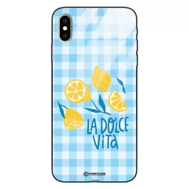 Etui Black Case Glass Dolce Vita do APPLE IPHONE XS MAX Cytryny Kwiaty Owoce Lato Natura ST_DOC125