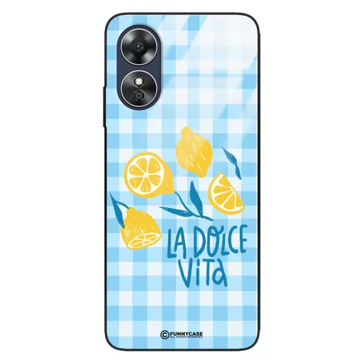 Etui Black Case Glass Dolce Vita do OPPO A17 Włochy Italia Cytryny Kafelki Wakacje ST_DOC132