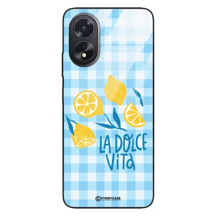 Etui Black Case Glass Dolce Vita do OPPO A38 4G Cytryny Lato Owoce Wakacje Słońce ST_DOC145