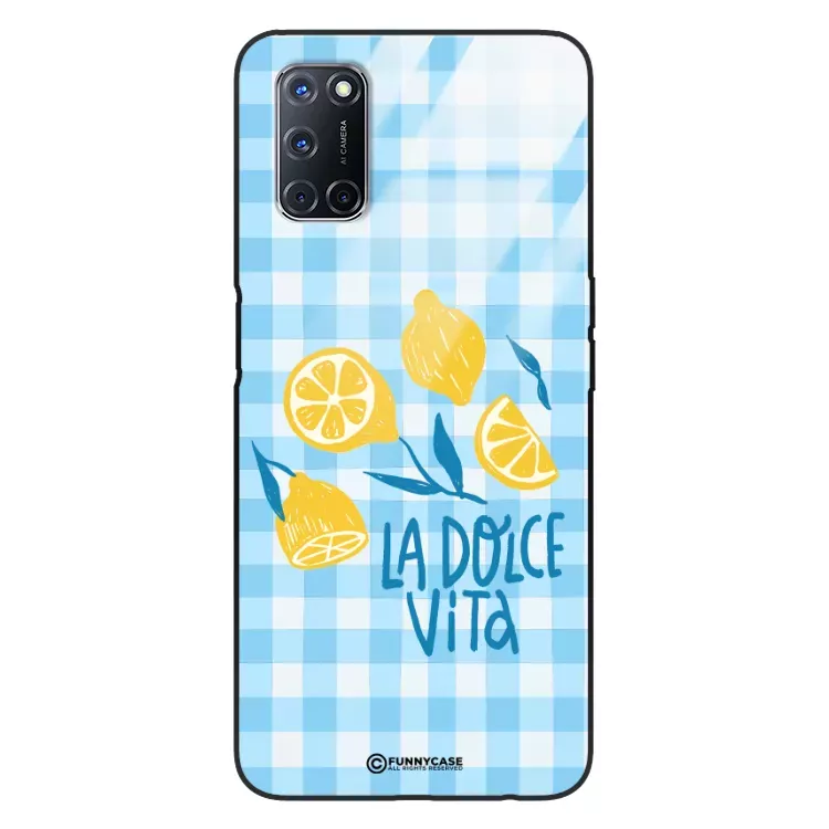 Etui Black Case Glass Dolce Vita do OPPO A52 Cytryny Kwiaty Owoce Lato Natura ST_DOC125