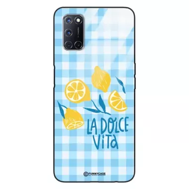 Etui Black Case Glass Dolce Vita do OPPO A52 Cytryny Kwiaty Owoce Lato Natura ST_DOC125