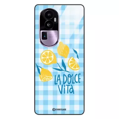 Etui Black Case Glass Dolce Vita do OPPO RENO 10 PRO PLUS Włochy Italia Cytryny Kafelki Wakacje ST_DOC132