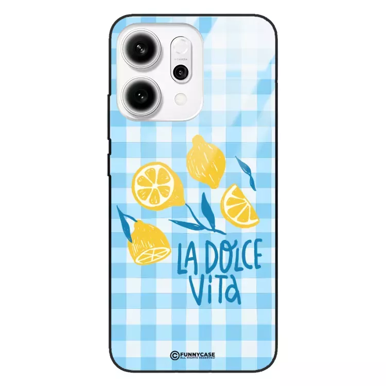 Etui Black Case Glass Dolce Vita do OPPO RENO 14 5G Cytryny Kwiaty Owoce Lato Natura ST_DOC125