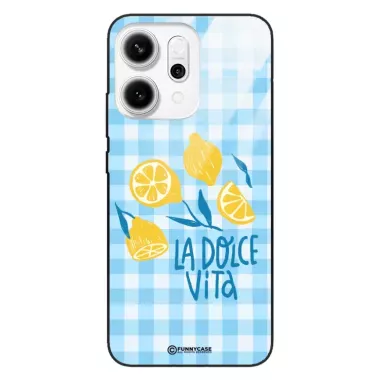 Etui Black Case Glass Dolce Vita do OPPO RENO 14 5G Cytryny Kwiaty Owoce Lato Natura ST_DOC125
