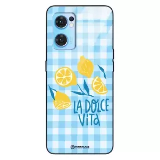 Etui Black Case Glass Dolce Vita do OPPO RENO 7 SE 5G Cytryny Lato Włochy Wakacje Kratka ST_DOC101