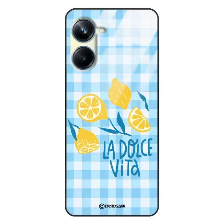 Etui Black Case Glass Dolce Vita do REALME 10 PRO 5G Cytryny Lato Włochy Wakacje Kratka ST_DOC101