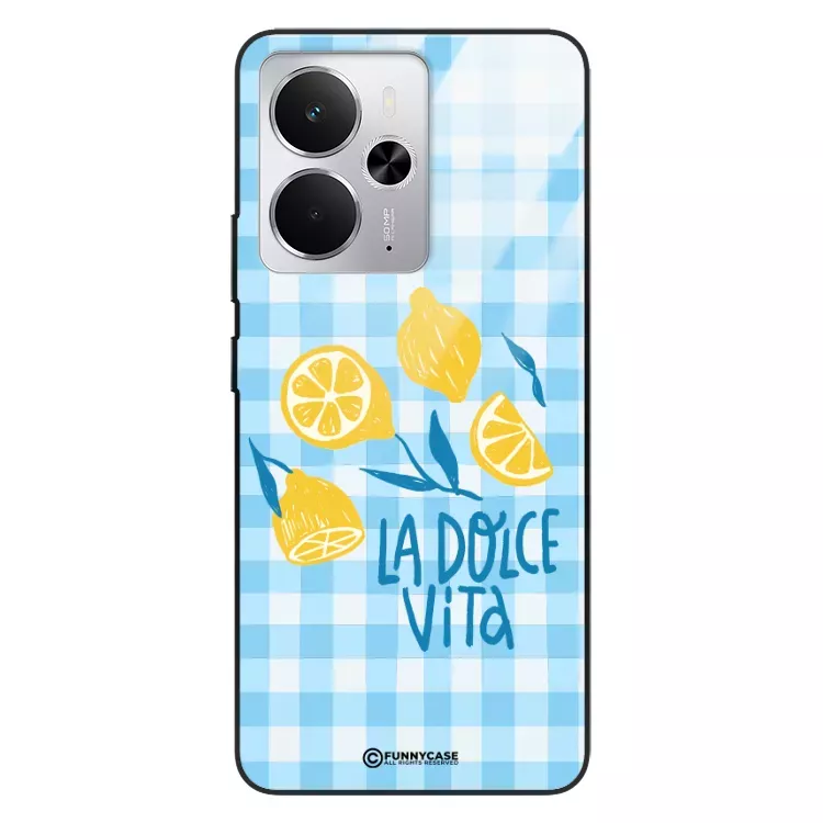 Etui Black Case Glass Dolce Vita do REALME 14 5G Cytryny Kwiaty Włochy Lato Wakacje ST_DOC128