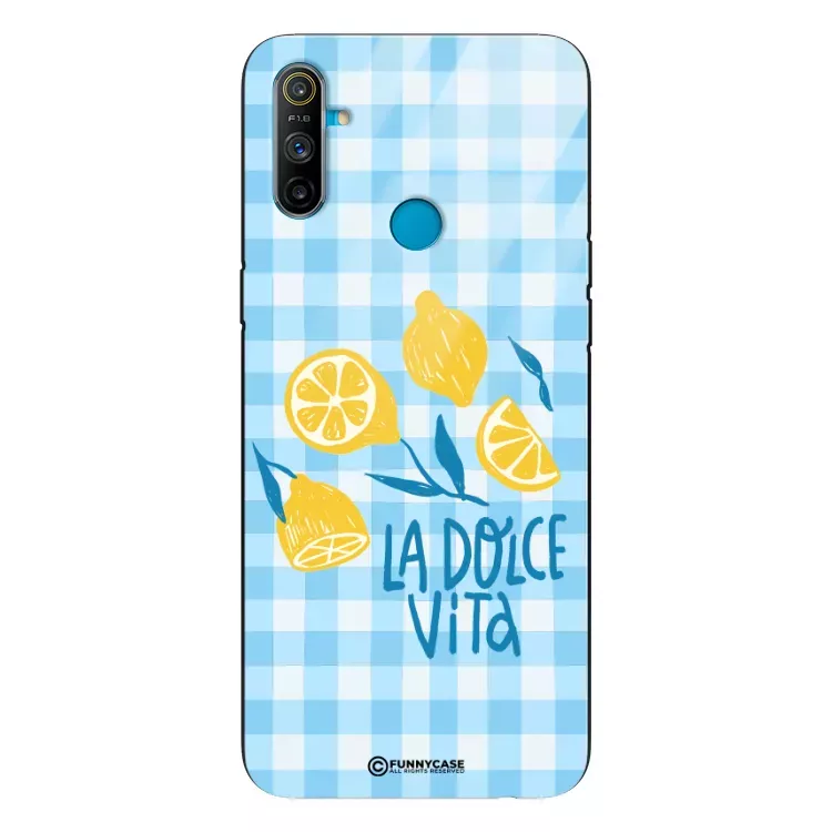 Etui Black Case Glass Dolce Vita do REALME C3 Cytryny Kwiaty Owoce Lato Natura ST_DOC125
