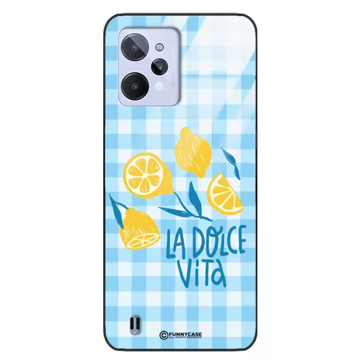 Etui Black Case Glass Dolce Vita do REALME C31 Cytryny Kwiaty Włochy Lato Wakacje ST_DOC128