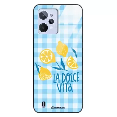 Etui Black Case Glass Dolce Vita do REALME C31 Cytryny Kwiaty Włochy Lato Wakacje ST_DOC128
