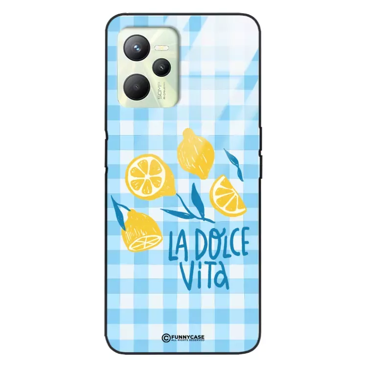 Etui Black Case Glass Dolce Vita do REALME C35 Cytryny Owoce Lato Wakacje Cytrusy ST_DOC104