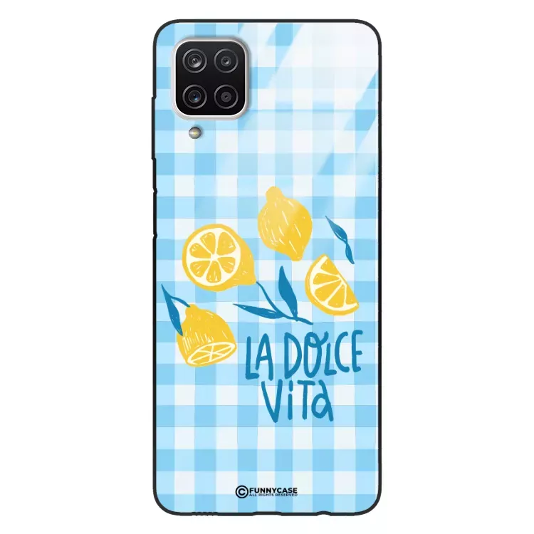 Etui Black Case Glass Dolce Vita do SAMSUNG A12 Cytryny Lato Włochy Wakacje Kratka ST_DOC101