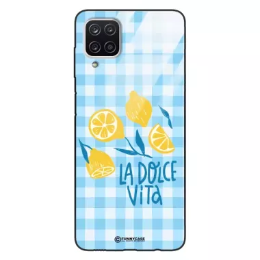 Etui Black Case Glass Dolce Vita do SAMSUNG A12 Cytryny Lato Włochy Wakacje Kratka ST_DOC101