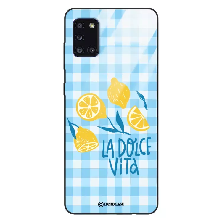 Etui Black Case Glass Dolce Vita do SAMSUNG A31 Cytryna Lato Wakacje Summer Słońce ST_DOC139