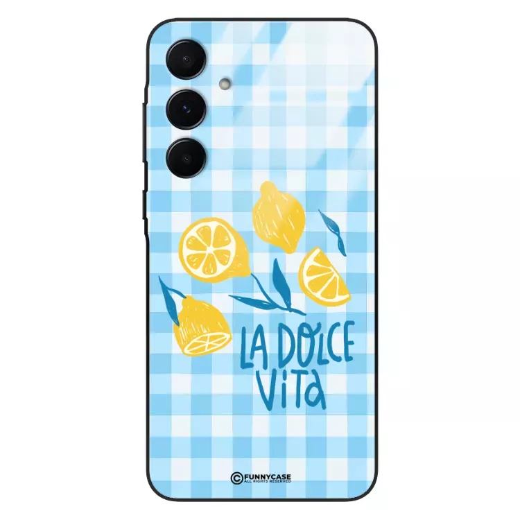 Etui Black Case Glass Dolce Vita do SAMSUNG A55 5G Włochy Italia Cytryny Kafelki Wakacje ST_DOC132