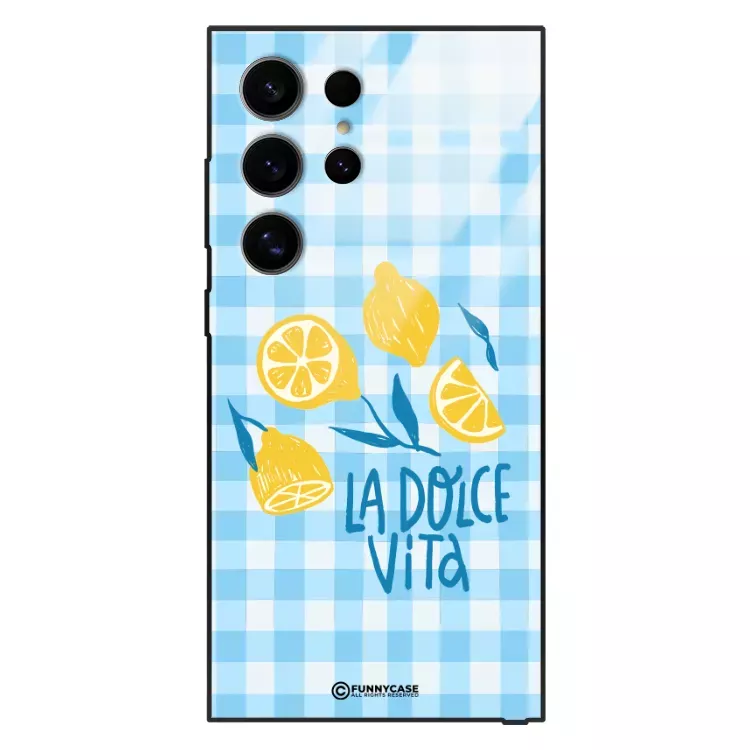 Etui Black Case Glass Dolce Vita do SAMSUNG S24 ULTRA Włochy Italia Cytryny Kafelki Wakacje ST_DOC132