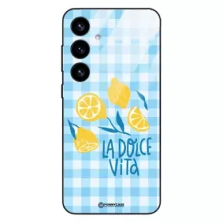 Etui Black Case Glass Dolce Vita do SAMSUNG S25 PLUS Cytryny Kwiaty Owoce Lato Natura ST_DOC125