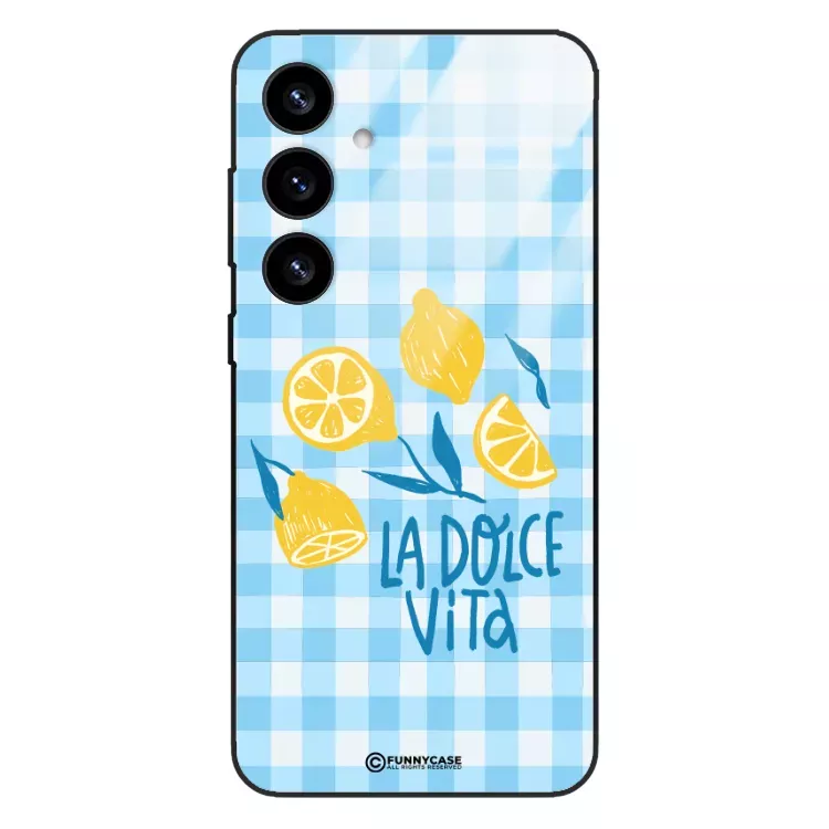 Etui Black Case Glass Dolce Vita do SAMSUNG S25 PLUS Cytryny Kwiaty Owoce Lato Natura ST_DOC125