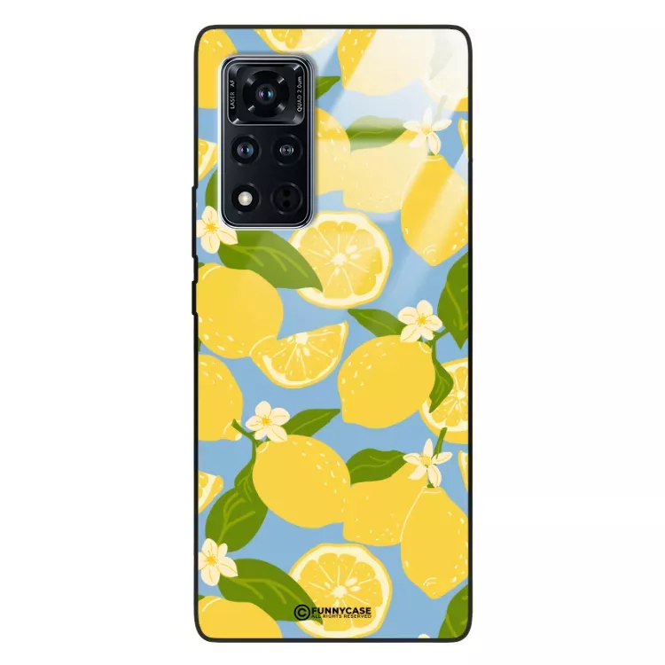 Etui Black Case Glass Dolce Vita do HUAWEI HONOR VIEW 40 Cytryny Kwiaty Owoce Lato Natura ST_DOC125