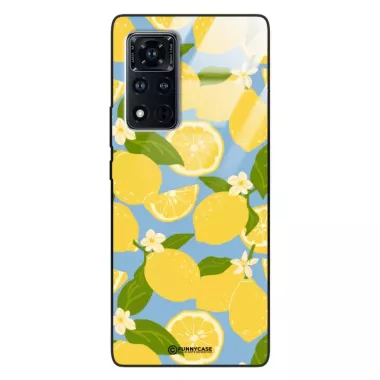 Etui Black Case Glass Dolce Vita do HUAWEI HONOR VIEW 40 Cytryny Kwiaty Owoce Lato Natura ST_DOC125